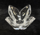 Orrefors Art Glass Lotus Bowl Lead Crystal by Lars Hellsten Vintage Sweden