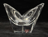 Orrefors Art Glass Lotus Bowl Lead Crystal by Lars Hellsten Vintage Sweden