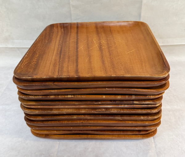 Set of 12 Teak Trays