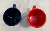 Fiesta Ring-handled Coffee Mugs, Scarlet Red & Twilight Blue - Lot of 2