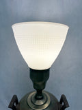 Green Stamps 1950s Table Lamp with Milk Glass Shade - Works!