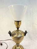 Green Stamps 1950s Table Lamp with Milk Glass Shade - Works!