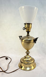 Green Stamps 1950s Table Lamp with Milk Glass Shade - Works!