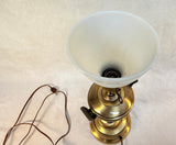 Green Stamps 1950s Table Lamp with Milk Glass Shade - Works!