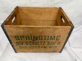 Springtime Beverages Sheboygan, Wis. Wooden Bottle Crate - Green Lettering