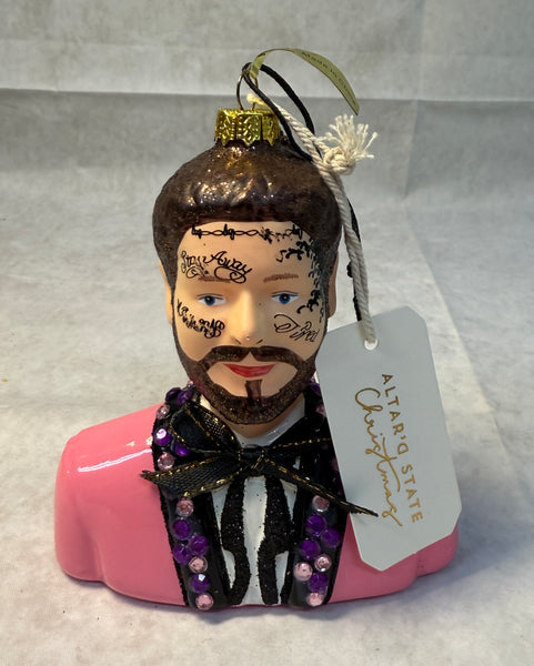 Post Malone Glass Christmas Ornament - New with Tags