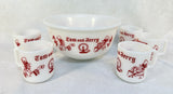 Vintage Hazel Atlas Tom and Jerry Punch Bowl and 5 Cups