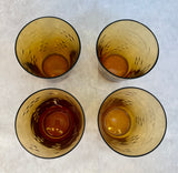 Beautiful Hand-Blown Amber Glasses - Set of 4