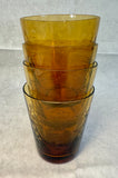 Beautiful Hand-Blown Amber Glasses - Set of 4
