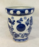 Chinoiserie 8" Blue and White Ceramic Planter Pot