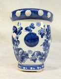 Chinoiserie 8" Blue and White Ceramic Planter Pot