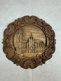 Set of 7 Vintage German Wood and Resin Cityscape Wall Plates