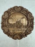 Set of 7 Vintage German Wood and Resin Cityscape Wall Plates