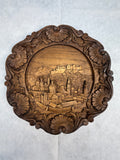 Set of 7 Vintage German Wood and Resin Cityscape Wall Plates