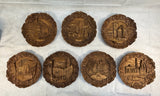 Vintage Wood and Resin German Cityscape Wall Plates - Set of 7