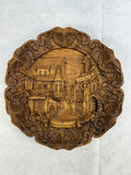 Vintage Wood and Resin German Cityscape Wall Plates - Set of 7