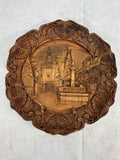 Vintage Wood and Resin German Cityscape Wall Plates - Set of 7