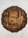 Vintage Wood and Resin German Cityscape Wall Plates - Set of 7