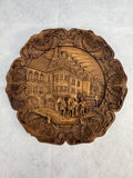 Vintage Wood and Resin German Cityscape Wall Plates - Set of 7