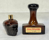 Vintage AVON Indian Head and PAID Stamp Brown Glass Men's Cologne Bottles