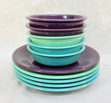 Fiesta Turquoise, Green & Mulberry Plates & Bowls - Lot of 10