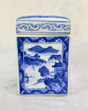 Chinese Blue on White Porcelain 6" Tea Jar Caddy with Lid