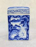 Chinese Blue on White Porcelain 6" Tea Jar Caddy with Lid