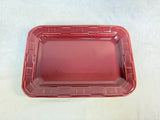 Longaberger Pottery Cranberry Platter and Crock w/Lid
