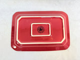 Longaberger Pottery Cranberry Platter and Crock w/Lid