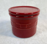 Longaberger Pottery Cranberry Platter and Crock w/Lid