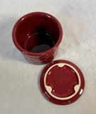 Longaberger Pottery Cranberry Platter and Crock w/Lid