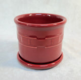 Longaberger Pottery Cranberry Platter and Crock w/Lid