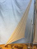 Single Mast Sailboat 4' Wooden Model with Brass Fittings and Cloth Sails