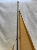 Single Mast Sailboat 4' Wooden Model with Brass Fittings and Cloth Sails