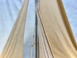 Single Mast Sailboat 4' Wooden Model with Brass Fittings and Cloth Sails