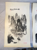 Guilin Mountain Landscapes, Guangxi China Calligraphy Drawings - Lot of 6