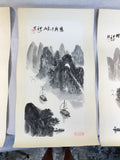 Guilin Mountain Landscapes, Guangxi China Calligraphy Drawings - Lot of 6