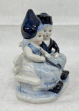 Vintage Delft Blue Hand Painted Couple Figurine