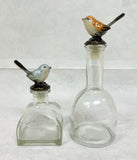 Bottles with Painted Bird Stoppers - Set of 2