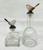 Bottles with Painted Bird Stoppers - Set of 2