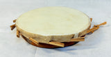 Native American Rawhide Disc Drum W/ Clay Pottery Base