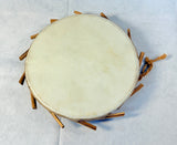 Native American Rawhide Disc Drum W/ Clay Pottery Base
