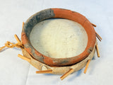 Native American Rawhide Disc Drum W/ Clay Pottery Base