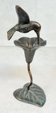 Bronze Hummingbird with Flower Figurine