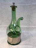 Italian Green Glass Pitcher with Ice Pocket