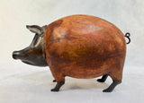 Folk Art 12" Wood and Metal Pig