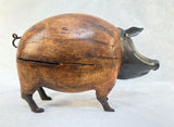 Folk Art 12" Wood and Metal Pig