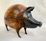 Folk Art 12" Wood and Metal Pig