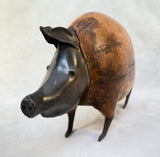 Folk Art 12" Wood and Metal Pig