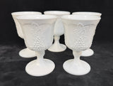 Harvest Grape Indiana Glass Co. Milk Glass Stemmed Goblets - Lot of 5